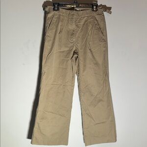 L‎ L Bean Women Khaki Belted Wide Leg Cotton Pants Size 6